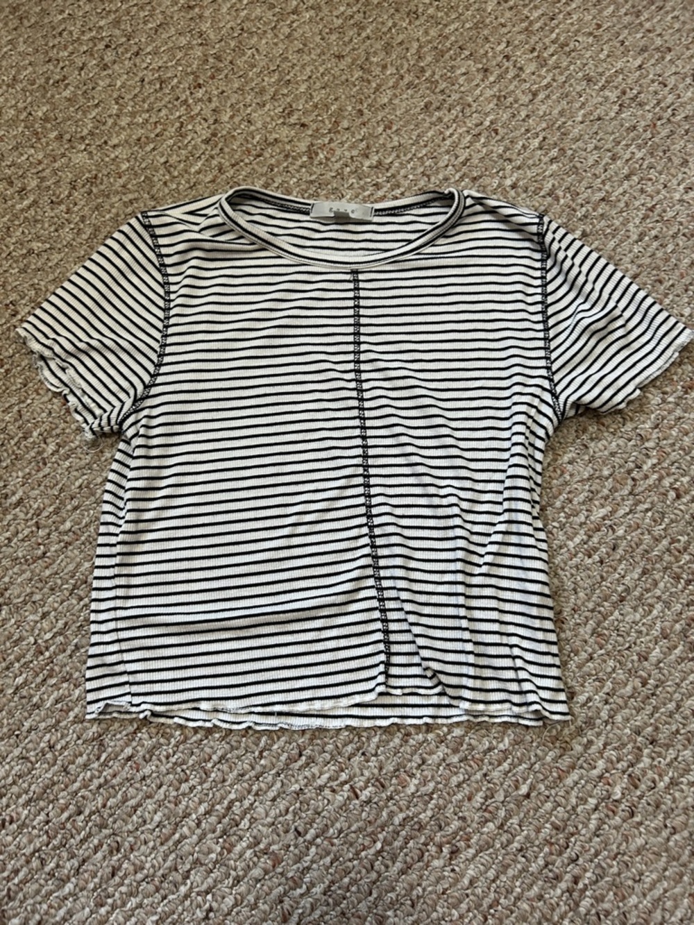 T.J.Maxx Black & White Striped Short Sleeve Tee